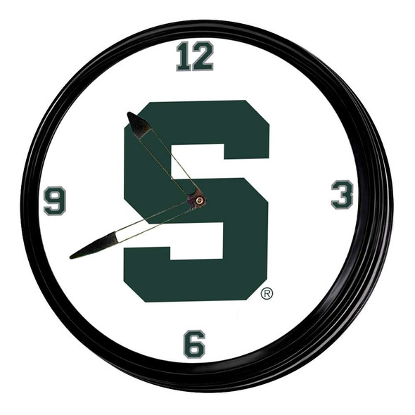 Michigan State Spartans Block S - Retro Lighted Wall Clock | The Fan-Brand | NCMIST-550-02