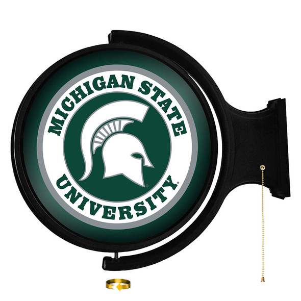 Michigan State Spartans Original Round Rotating Lighted Wall Sign | The Fan-Brand | NCMIST-115-01