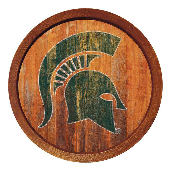 Michigan State Spartans Weathered Faux Barrel Top Sign | The Fan-Brand | NCMIST-240-03 Michigan State Spartans Weathered Faux Barrel Top Sign | The Fan-Brand | NCMIST-240-03