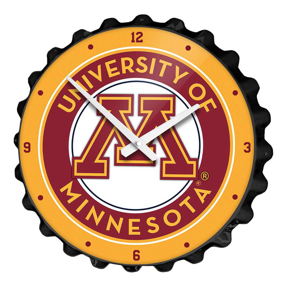 Minnesota Golden Gophers Bottle Cap Wall Clock - Black | The Fan-Brand | NCMINN-540-01C