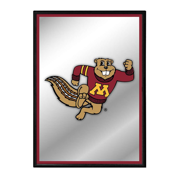 Minnesota Golden Gophers Mascot - Framed Mirrored Wall Sign - Maroon Edge | The Fan-Brand | NCMINN-275-01A
