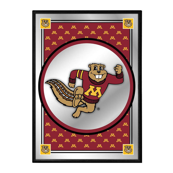 Minnesota Golden Gophers TEam Spirit, Mascot - Framed Mirrored Wall Sign | The Fan-Brand | NCMINN-275-02