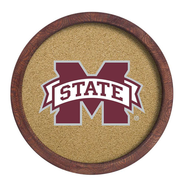 Mississippi State Bulldogs Faux Barrel Framed Cork Board - Color Logo | The Fan-Brand | NCMSST-632-01A