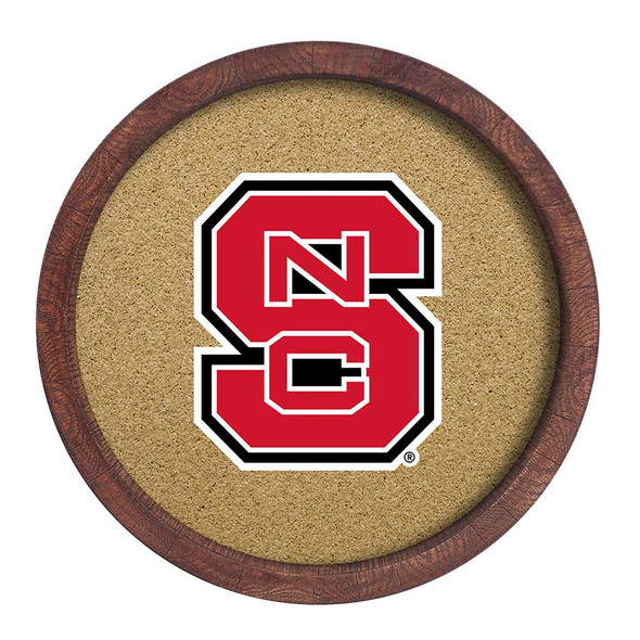 NC State Wolfpack Faux Barrel Framed Cork Board - Color Logo | The Fan-Brand | NCNCST-632-01A