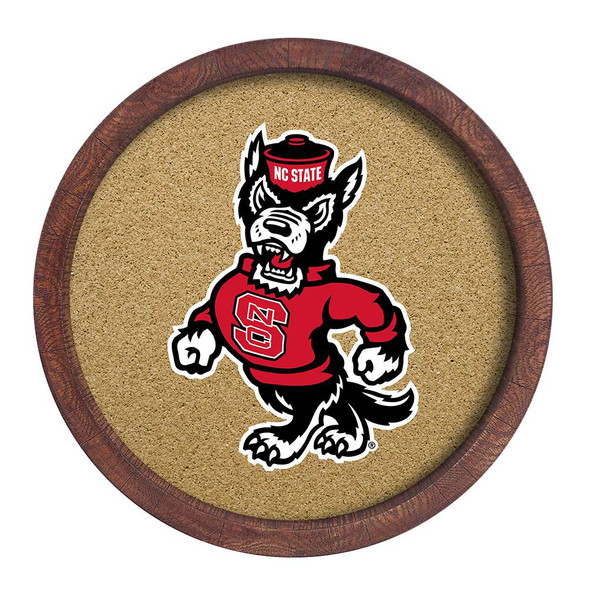 NC State Wolfpack Mascot - Faux Barrel Framed Cork Board - Color Logo | The Fan-Brand | NCNCST-632-02A