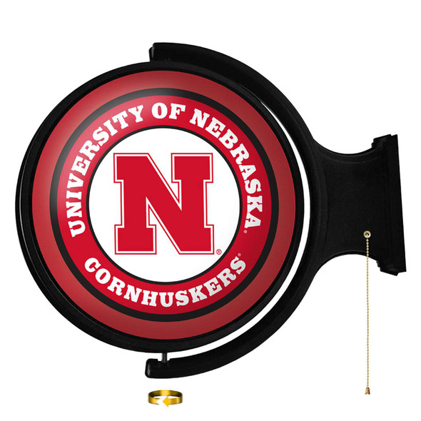 Nebraska Cornhuskers Original Round Rotating Lighted Wall Sign | The Fan-Brand | NCNEBR-115-01