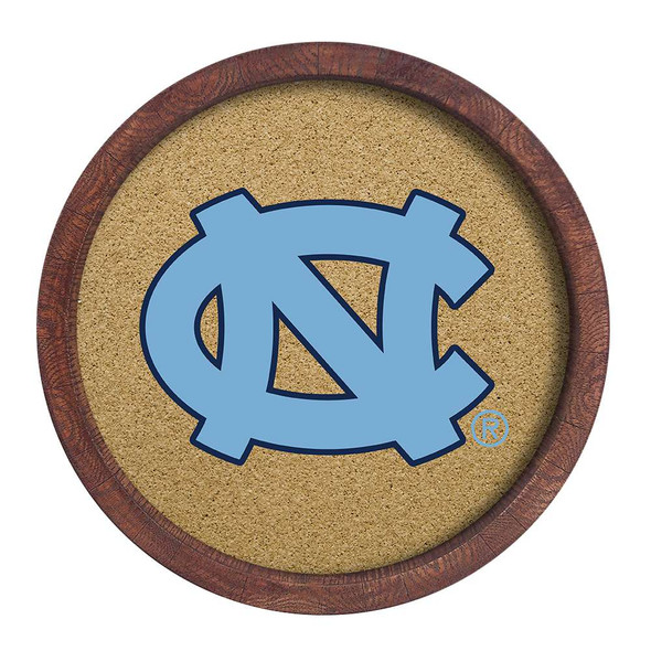 North Carolina Tar Heels Faux Barrel Framed Cork Board - Color Logo | The Fan-Brand | NCNCTH-632-01A