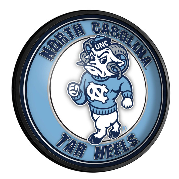 North Carolina Tar Heels Mascot - Round Slimline Lighted Wall Sign | The Fan-Brand | NCNCTH-130-02