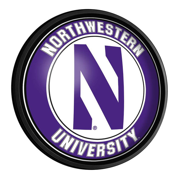 Northwestern Wildcats Round Slimline Lighted Wall Sign | The Fan-Brand | NCNWWC-130-01