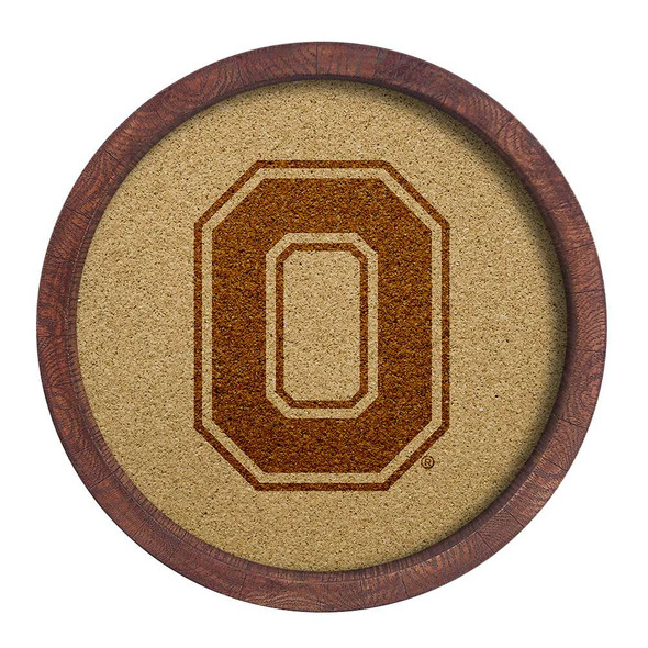 Ohio State Buckeyes Faux Barrel Framed Cork Board - Monochrome Logo | The Fan-Brand | NCOHST-632-02B
