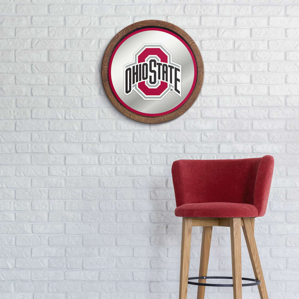 Ohio State Buckeyes Faux Barrel Top Mirrored Wall Sign | The Fan-Brand | NCOHST-245-01