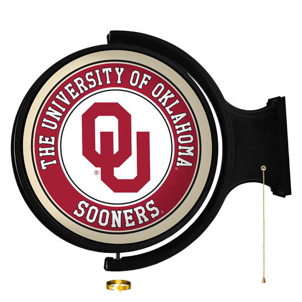 Oklahoma Sooners Original Round Rotating Lighted Wall Sign | The Fan-Brand | NCOKLA-115-01