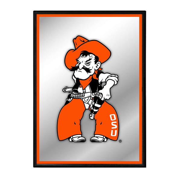 Oklahoma State Cowboys: Mascot - Framed Mirrored Wall Sign - Black