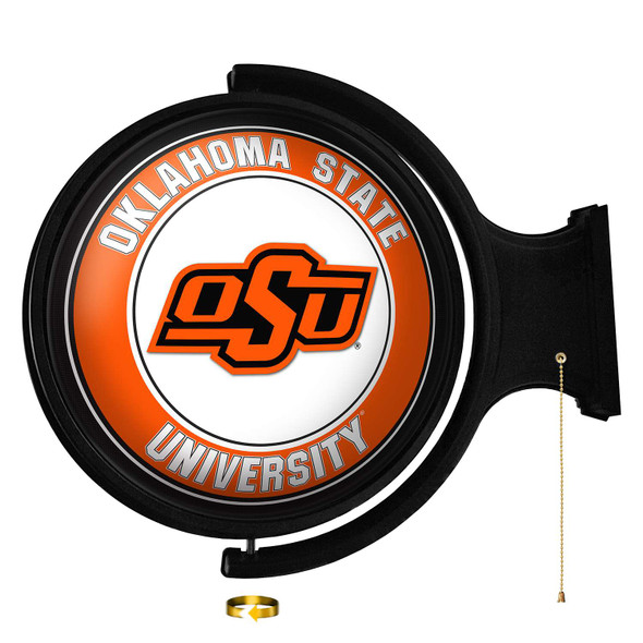 Oklahoma State Cowboys Original Round Rotating Lighted Wall Sign | The Fan-Brand | NCOKST-115-01