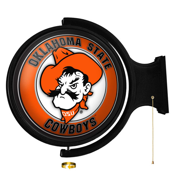 Oklahoma State Cowboys Pete - Original Round Rotating Lighted Wall Sign | The Fan-Brand | NCOKST-115-02