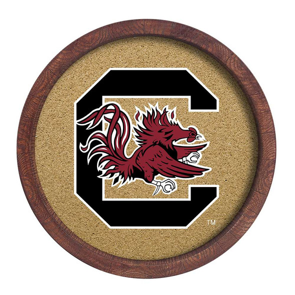 South Carolina Gamecocks Faux Barrel Framed Cork Board - Color Logo | The Fan-Brand | NCSCGC-632-01A