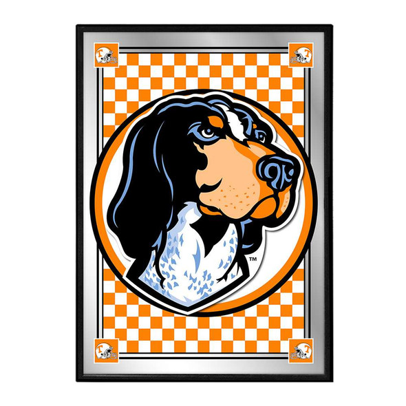 Tennessee Volunteers Team Spirit, Mascot - Framed Mirrored Wall Sign - Checkered | The Fan-Brand | NCTENN-275-02A