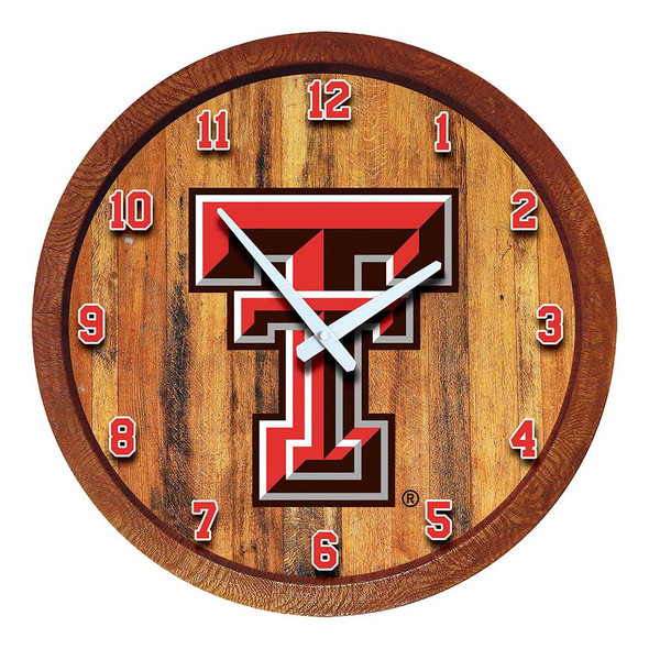 Texas Tech Red Raiders Numbers - Faux Barrel Top Wall Clock - Numbers | The Fan-Brand | NCTTRR-560-01A