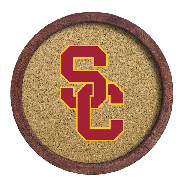 USC Trojans Faux Barrel Framed Cork Board - Color Logo | The Fan-Brand | NCUSCT-632-01A