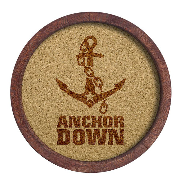 Vanderbilt Commodores Anchor - Faux Barrel Framed Cork Board - Monochrome Logo | The Fan-Brand | NCVAND-632-02B