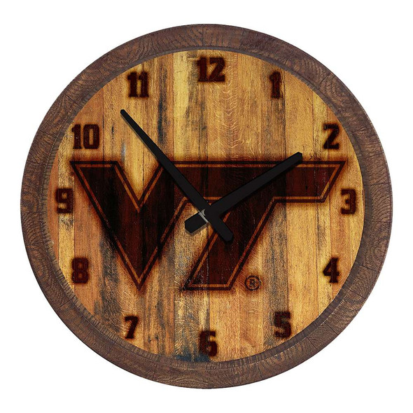 Virginia Tech Hokies Branded Faux Barrel Top Wall Clock | The Fan-Brand | NCVTCH-560-02