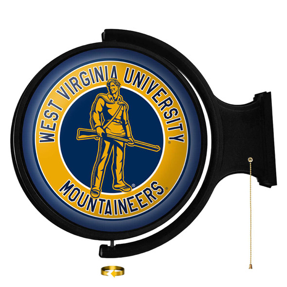 West Virginia Mountaineers Mountaineer - Original Round Rotating Lighted Wall Sign | The Fan-Brand | NCWVIR-115-02