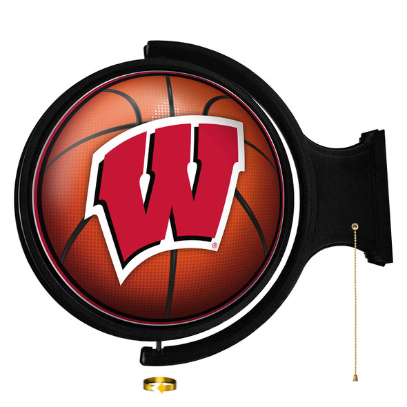 Wisconsin Badgers Basketball - Original Round Rotating Lighted Wall Sign | The Fan-Brand | NCWISB-115-11