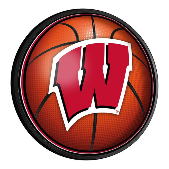 Wisconsin Badgers Basketball - Round Slimline Lighted Wall Sign | The Fan-Brand | NCWISB-130-11