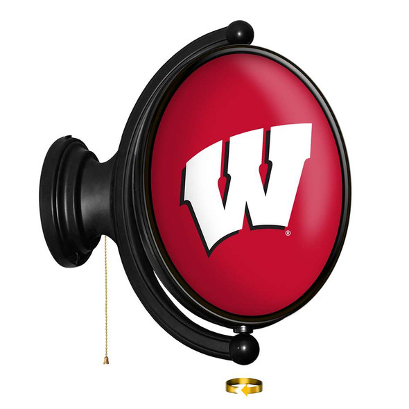 Wisconsin Badgers Original Oval Rotating Lighted Wall Sign - Red | The Fan-Brand | NCWISB-125-01C