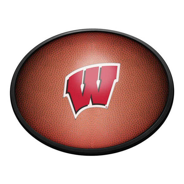 Wisconsin Badgers Pigskin - Oval Slimline Lighted Wall Sign | The Fan-Brand | NCWISB-140-21