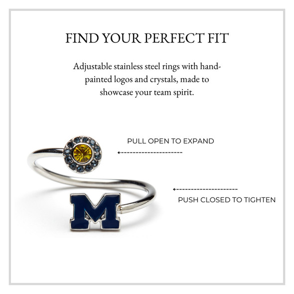 Michigan Wolverines Blue Stainless Steel Adjustable Ring | Stone Armory | MI-UM602