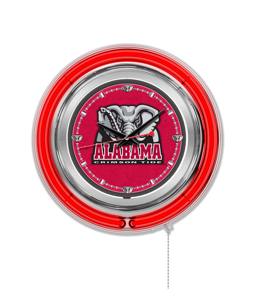 Alabama Crimson Tide Double Neon Wall Clock Elephant| Holland Bar Stool Co. | Clk15AL-A
