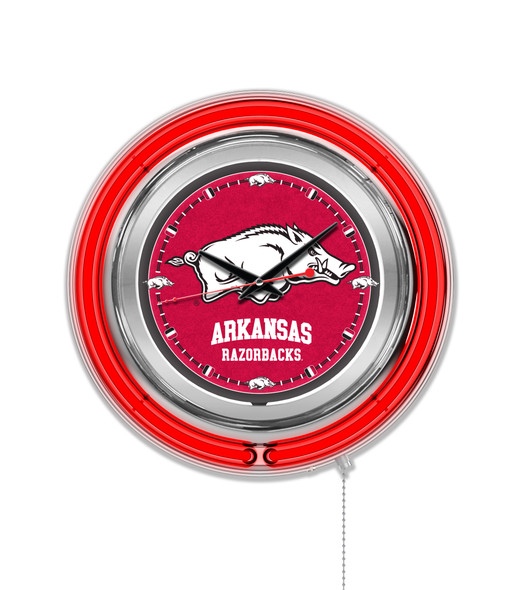 Arkansas Razorbacks Double Neon Wall Clock | Holland Bar Stool Co. | Clk15ArknUn