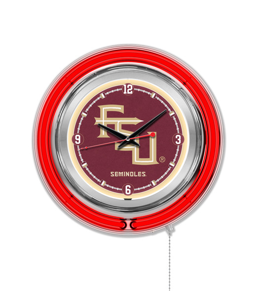 FSU Seminoles Double Neon Wall Clock Script | Holland Bar Stool Co. | Clk15FSU-FS