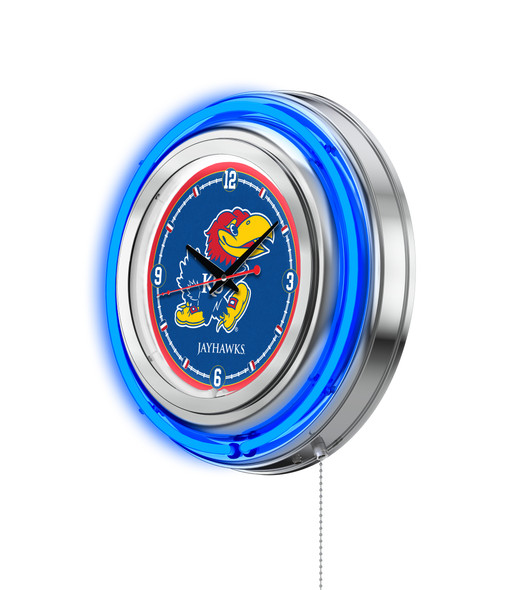 Kansas Jayhawks Double Neon Wall Clock | Holland Bar Stool Co. | Clk15KnsasU
