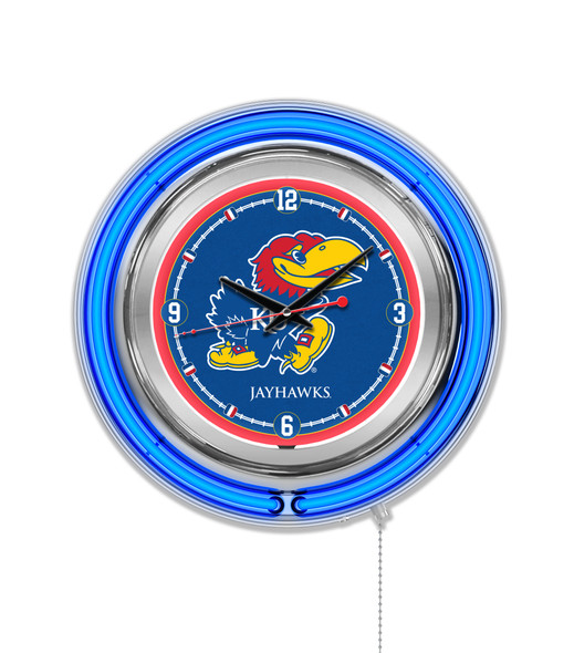 Kansas Jayhawks Double Neon Wall Clock | Holland Bar Stool Co. | Clk15KnsasU