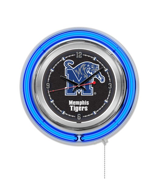Memphis Tigers Double Neon Wall Clock | Holland Bar Stool Co. | Clk15Memphs