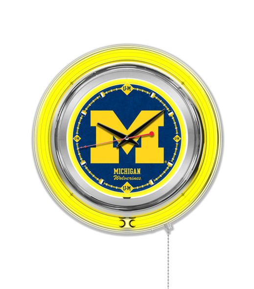Michigan Wolverines Double Neon Wall Clock | Holland Bar Stool Co. | Clk15MichUn