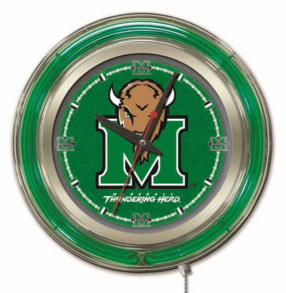 Marshall Thundering Herd Double Neon Wall Clock | Holland Bar Stool Co. | Clk15Mrshll