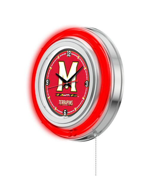 Maryland Terrapins Double Neon Wall Clock | Holland Bar Stool Co. | Clk15Mrylnd