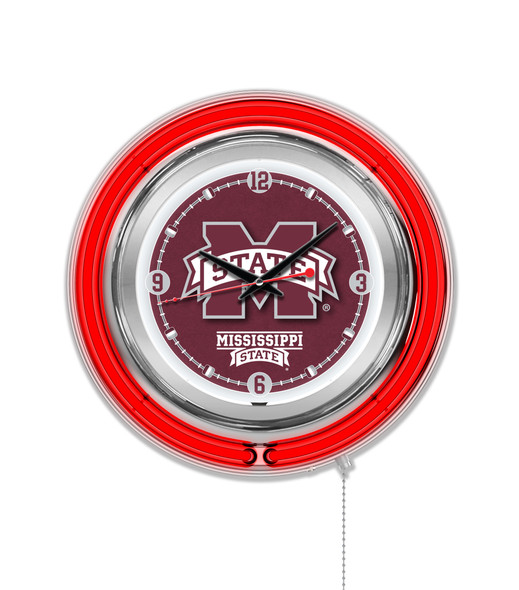 Mississippi State Bulldogs Double Neon Wall Clock | Holland Bar Stool Co. | Clk15MssStU
