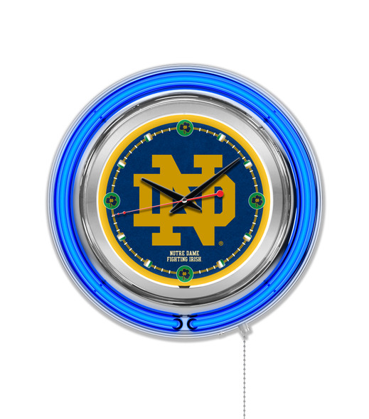 Notre Dame Fighting Irish Double Neon Wall Clock ND | Holland Bar Stool Co. | Clk15ND-ND