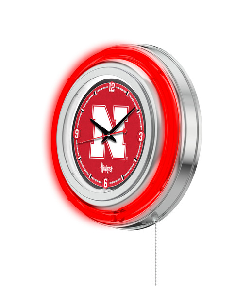 Nebraska Huskers Double Neon Wall Clock | Holland Bar Stool Co. | Clk15NebrUn