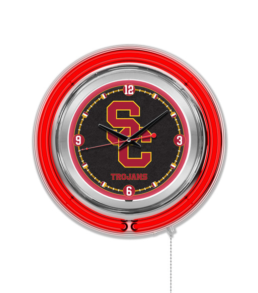USC Trojans Double Neon Wall Clock