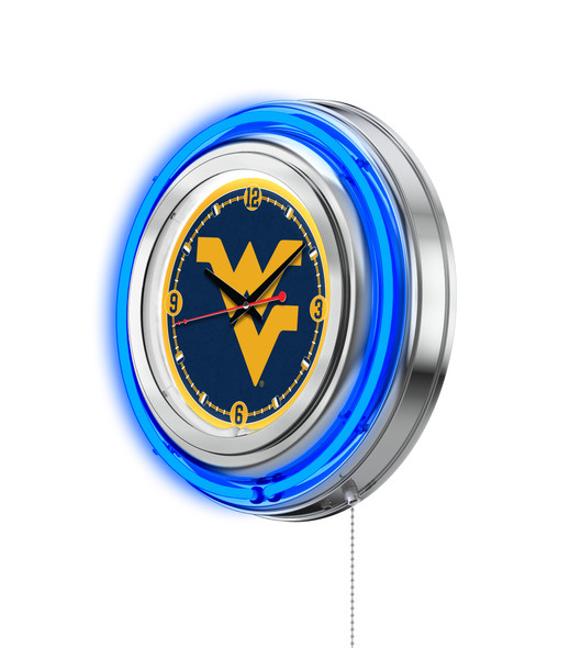 West Virginia Mountaineers Double Neon Wall Clock | Holland Bar Stool Co. | Clk15WestVA