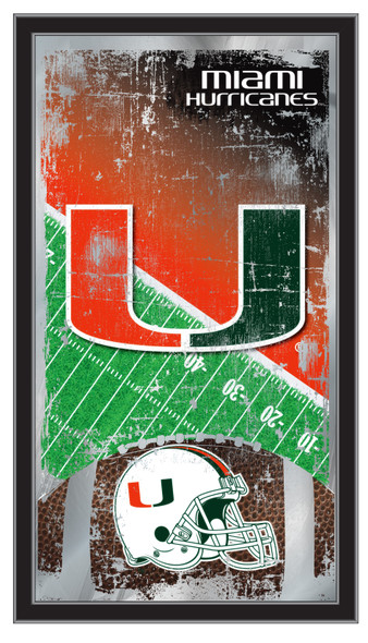 Miami Hurricanes Football Wall Mirror | Holland Bar Stool Co. | MFtblMia-FL