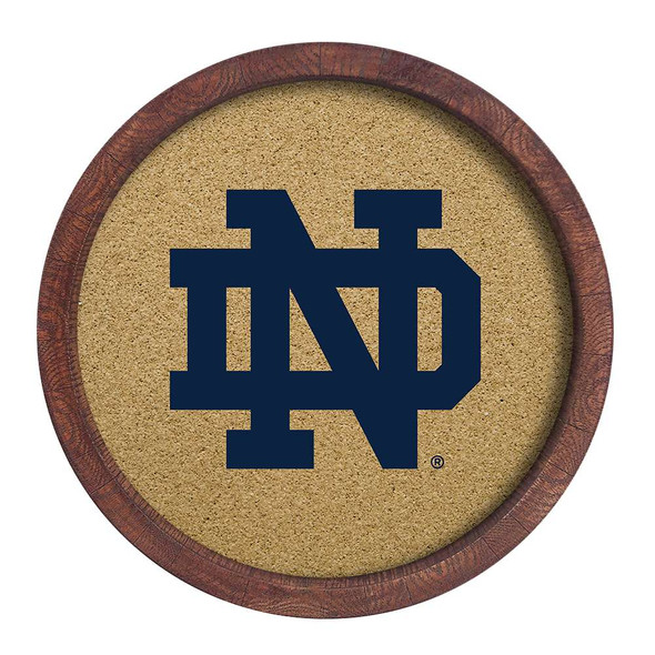 Notre Dame Fighting Irish: "Faux" Barrel Framed Cork Board - Color Logo | The Fan-Brand | NCNTRD-632-01A