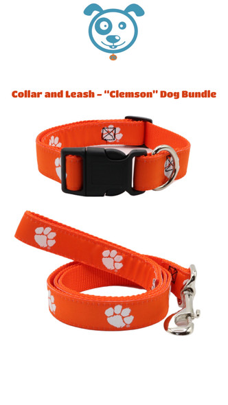 Clemson Tigers Dog Collar and Leash Set | STADIUM SPOT | DC-CU-DL-CU-6