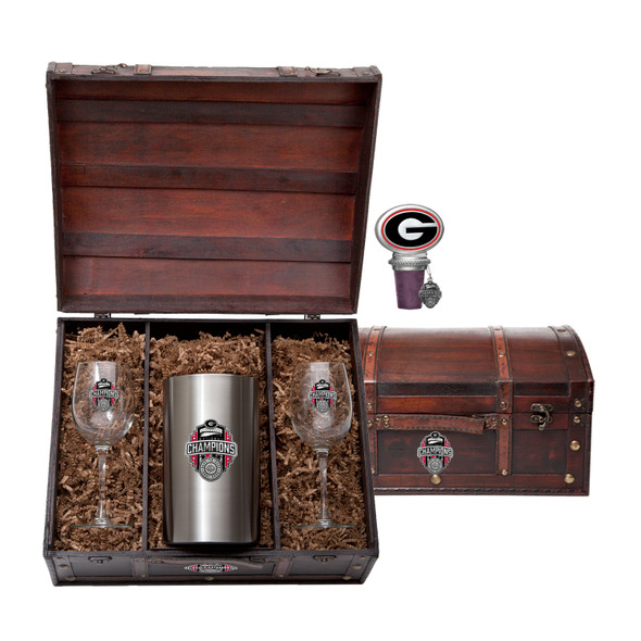 Georgia Bulldogs 2022 National Champions Wine Chest Set | Heritage Pewter | WSC11428ER