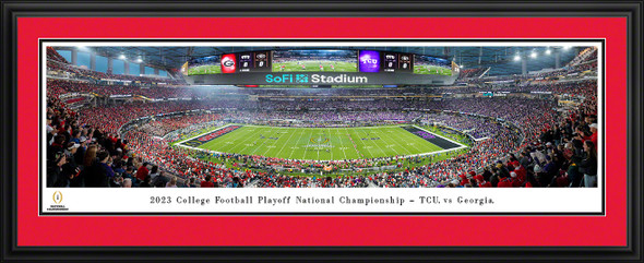 National Championship Game Georgia Bulldogs vs TCU Horned Frogs Panoramic Deluxe Matted Frame | Blakeway | CFPK23UGAD